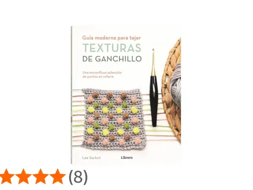 Libro "Texturas de Ganchillo" con muestra de tejido con punto santa clara y ganchillo.