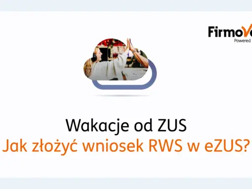 Dwie osoby dają sobie piątkę, symbolizując sukces. Tekst informuje, jak złożyć wniosek o wakacje ZUS RWS w e-ZUS.