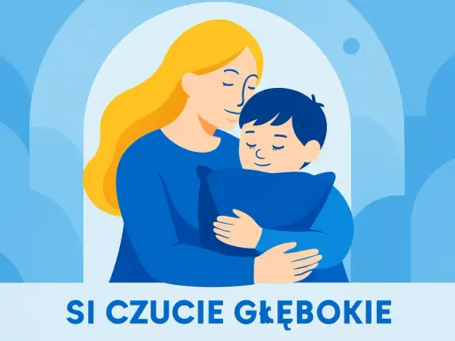 Matka tuli syna, który nadmiernie się przytula, czując głębokie uczucie bezpieczeństwa.