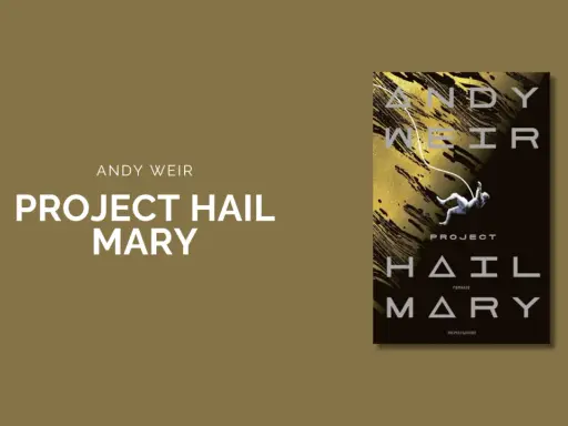 Copertina del libro "Project Hail Mary" di Andy Weir, con un astronauta sospeso nel vuoto.