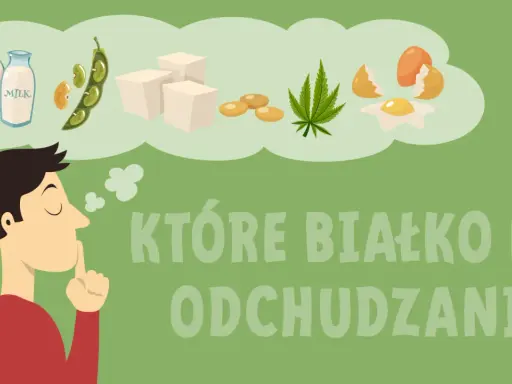 Mężczyzna zastanawia się nad źródłami białka: mleko, fasola, tofu, konopie, jajka.