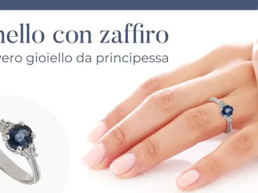 Anello con zaffiro blu, un gioiello da principessa. Il suo significato è legato alla saggezza e alla nobiltà.