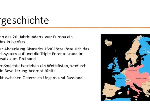 Europa vor dem Ersten Weltkrieg: Ein Pulverfass, das zur Julikrise führte. Bündnissysteme, Wettrüsten und Konflikte zwischen Großmächten.