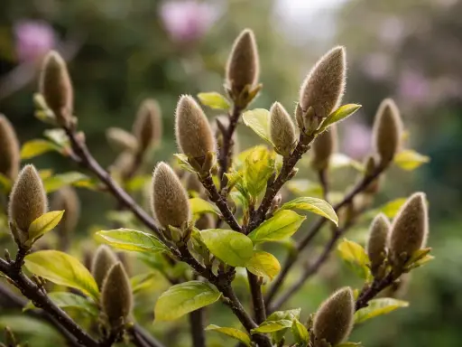 Puszyste pąki magnolii zapowiadają, kiedy kwitnie magnolia. Wiosna tuż, tuż.