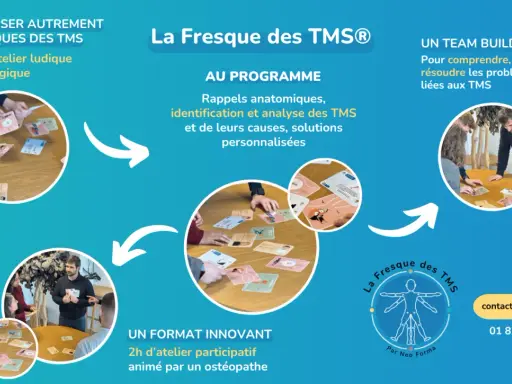 Atelier ludique pour la formation TMS : analyse des risques, causes et solutions. Un team building innovant animé par un ostéopathe.