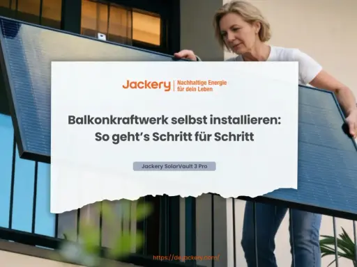 Frau montiert ein Balkonkraftwerk. Anleitung: Balkonkraftwerk anmelden und selbst installieren.