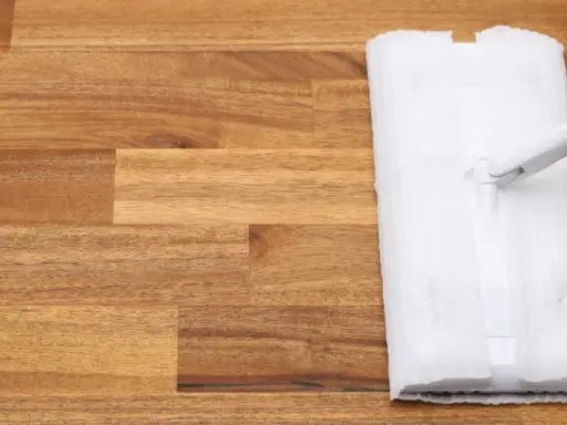 Un paño blanco se desliza sobre un suelo de madera, listo para limpiar.