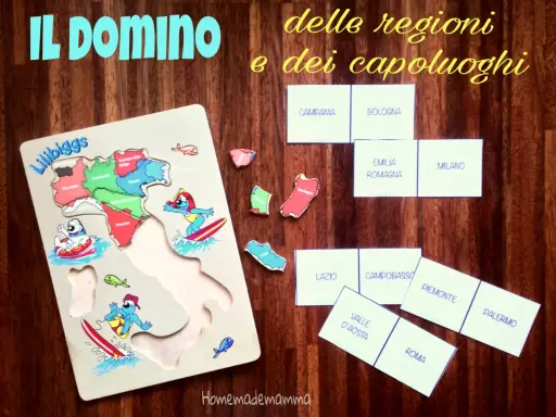 Un lapbook delle regioni italiane da stampare, con puzzle e carte per imparare capoluoghi e confini.