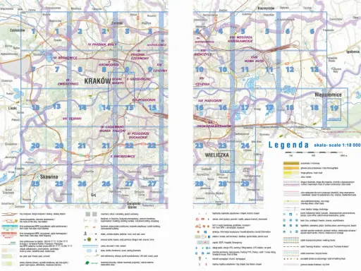 Mapa Krakowa i okolic z zaznaczonymi szlakami turystycznymi, idealna do odkrywania **atlas obscura krakow**.