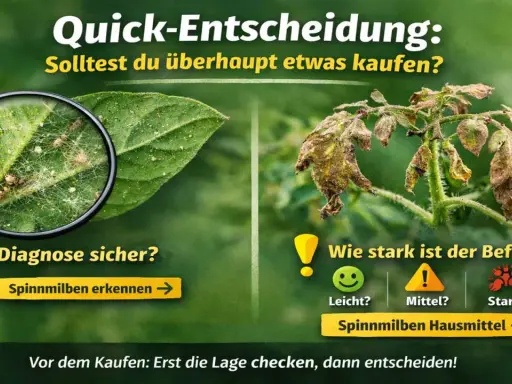Spinnmilben erkennen und den Befall einschätzen. Bei starkem Befall gibt es Spinnmilben Hausmittel.