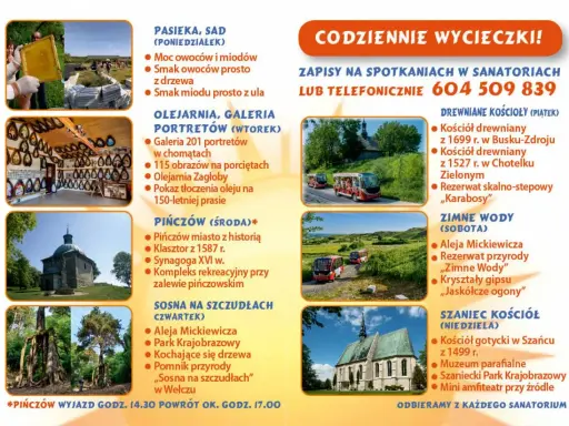 Wycieczki z Buska-Zdroju: drewniane kościoły, Pińczów, Zimne Wody. Odkryj piękno gór i zabytków.