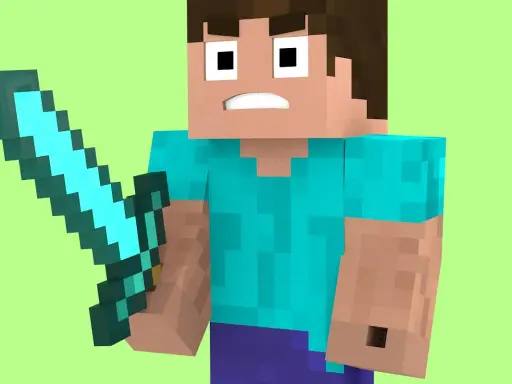 Steve z Minecrafta z diamentowym mieczem, gotowy do tworzenia skina.