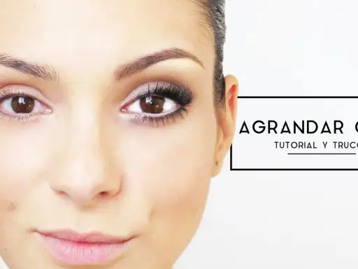 Tutorial de maquillaje para agrandar ojos. Comparativa de un ojo sin maquillar y otro con sombra, delineado y pestañas postizas.