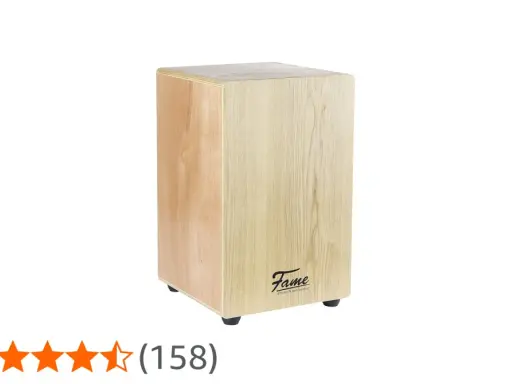 Un cajon en bois clair, prêt à jouer. Parfait pour s'amuser à jouer du cajon.