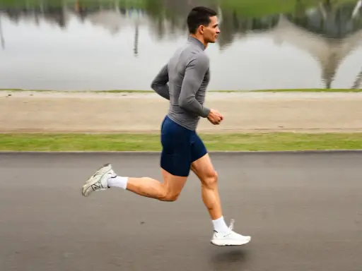 Mann joggt mit voller Energie, der Nachbrenneffekt des Laufens ist spürbar.