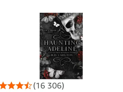 Okładka książki "Haunting Adeline" H.D. Carlton. Mroczna, z czaszką, różami i ćmami. O czym jest ta książka?