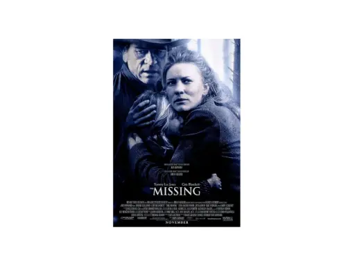 Powrót do "Missing". Mężczyzna w kapeluszu obejmuje przerażoną kobietę i dziecko.