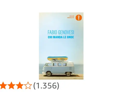 Copertina del libro "Chi manda le onde" di Fabio Genovesi, con un furgone e un materassino gonfiabile sul tetto.