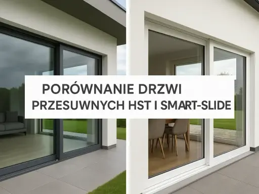 Porównanie drzwi przesuwnych HST i Smart-Slide. Nowoczesne okno HST z widokiem na salon i ogród.