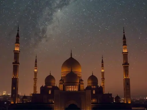 Eine Moschee unter einem sternenklaren Himmel, perfekt für das Laylatul Qadr Gebet.