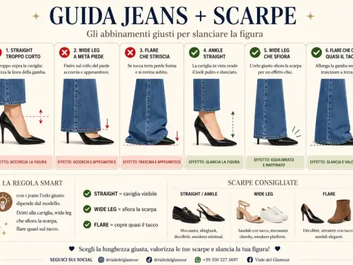 Guida jeans e scarpe: la caviglia in vista con i jeans ankle straight crea un look pulito e slanciato.