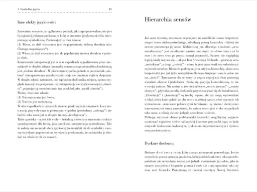Hierarchia sensów, gdzie dedis diabeł tekst, opisuje sensy jawne i ukryte, denotację i konotację.