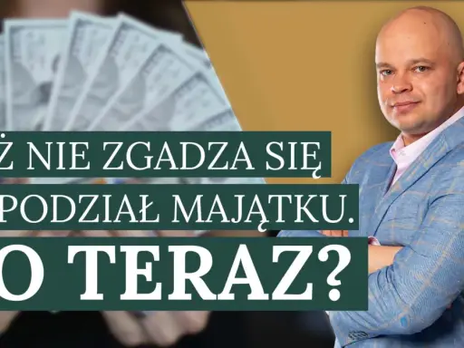 Mąż nie zgadza się na podział majątku. Co teraz? Mężczyzna w garniturze i stos banknotów w tle.