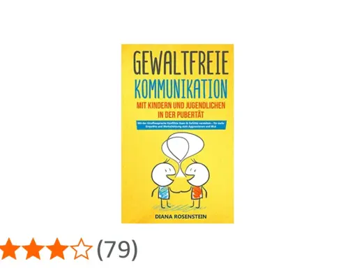Buchcover: "Gewaltfreie Kommunikation mit Kindern und Jugendlichen in der Pubertät". Zwei Strichmännchen sprechen.