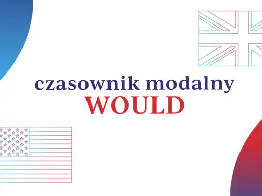 Czasownik modalny WOULD, używany do wyrażania warunków, marzeń i przeszłych nawyków. Flagi USA i Wielkiej Brytanii.