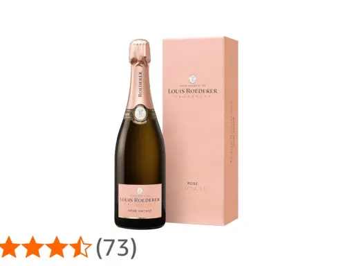 Louis Roederer Rosé Vintage 2014 Champagnerflasche mit passender rosafarbener Geschenkbox.