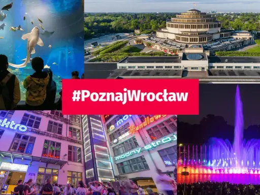Wrocław atrakcje dla młodzieży: akwarium, Hala Stulecia, neonowe ulice i pokaz fontann.
