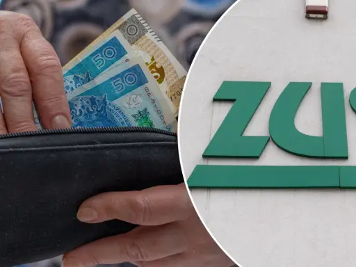 Ręka wkłada pieniądze do portmonetki, obok zielone logo ZUS. Każdy beneficjent czeka na swoje świadczenia.