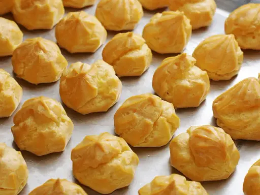 Une fournée de **meilleur choux à la crème** dorés et prêts à être garnir. Parfait pour un dessert gourmand.