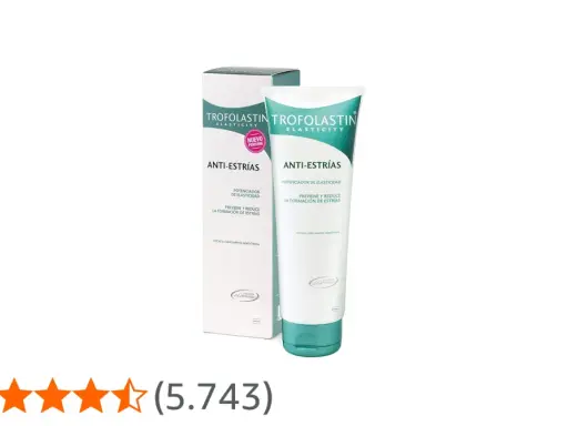 Crema antiestrías Trofolastin, con potencia de rosa mosqueta, previene y reduce la formación de estrías.