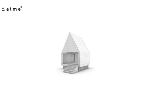 Ein modernes frame haus mit Stufen und großen Fenstern.