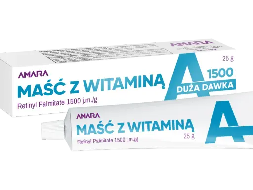 Maść z witaminą A Amara, 25g, 1500 j.m./g. To najlepsza maść z witaminą A, która zapewnia dużą dawkę retinolu dla Twojej skóry.