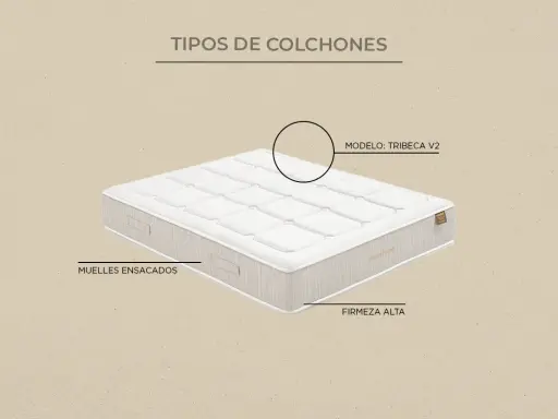 Colchón modelo Tribeca V2, con muelles ensacados y firmeza alta. Descubre de qué están hechos los colchones.