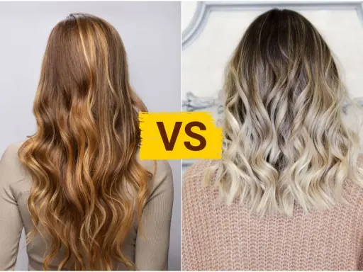 Dos estilos de pelo ombre: uno con reflejos dorados y otro con puntas rubias.