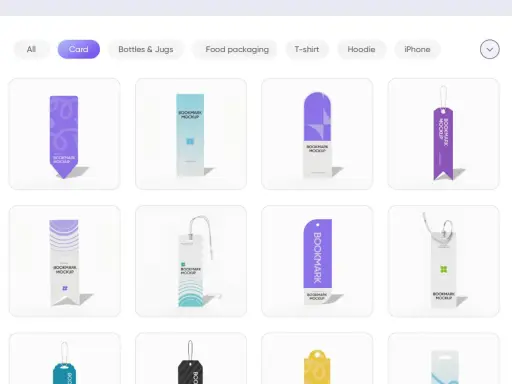 Variedad de diseños para mockup marcapaginas, con diferentes estilos y colores, listos para personalizar.
