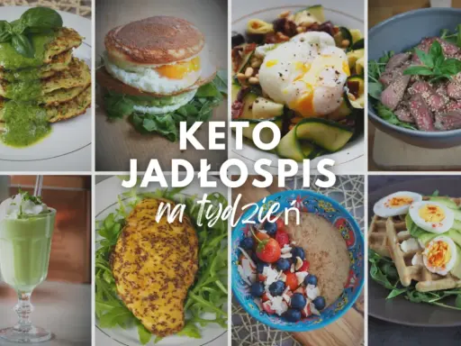 Keto jadłospis na tydzień: placki cukinii, jajko sadzone z awokado, sałatka z jajkiem i wołowiną, koktajl, kurczak i owsianka z owocami.