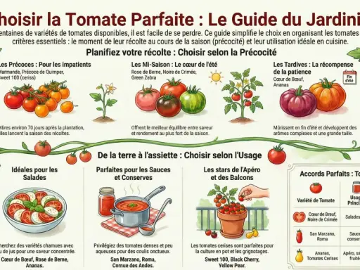 Guide du jardinier : différentes variétés de tomates, des précoces aux tardives, idéales pour salades, sauces, apéros. Tomates cerises pour la culture en pot.