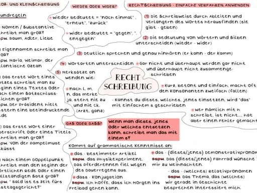 Die Grafik erklärt die Rechtschreibung, z.B. die Wortbedeutung von "wieder" und "wider" und wann man "das" oder "dass" schreibt.