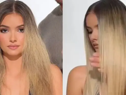 Avant/après : des cheveux mousseux transformés en une cascade lisse. Quelle coupe pour cheveux mousseux ? Une coupe qui lisse et sublime.