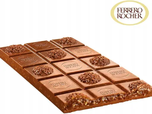 Tabliczka czekolady Ferrero Rocher z orzechami i kremowym nadzieniem. Zastanawiasz się nad ferrero rocher kcal?