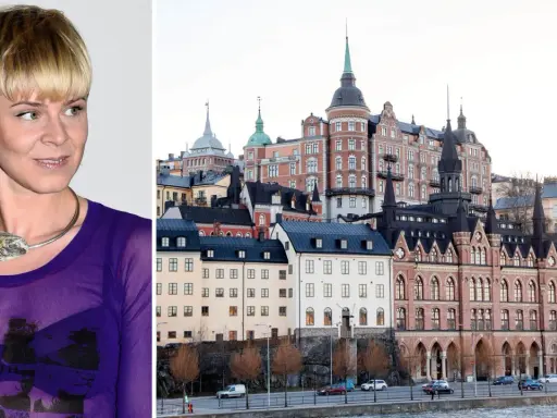 Robyn med sitt unika halsband, framför Stockholms vackra byggnader. Kanske är det här var Robyn bor?