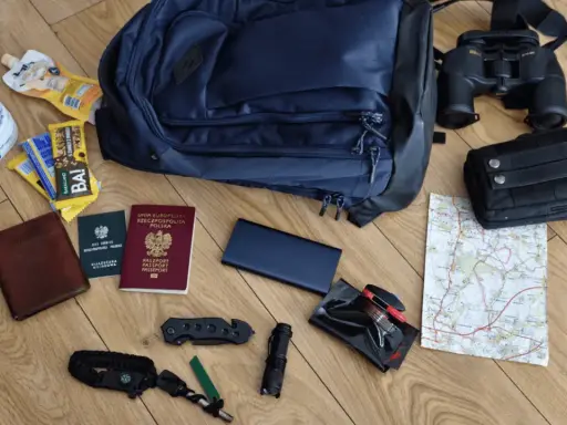 Plecak, paszport, mapa, lornetka, scyzoryk, latarka i powerbank. Wszystko, by bądź gotowy na każdą przygodę.