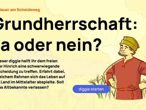 Ein Bauer am Scheideweg muss entscheiden: Grundherrschaft – ja oder nein? Erfahre, wie das Leben auf dem Land im Mittelalter war.