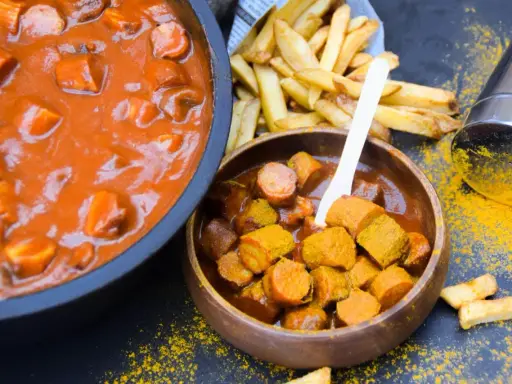 Currywurst im Dutch Oven mit Pommes. Ein Klassiker, der immer schmeckt!