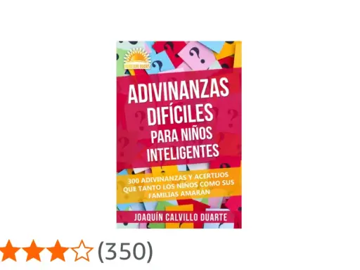 Libro "Adivinanzas Difíciles para Niños Inteligentes" con 300 acertijos para toda la familia.