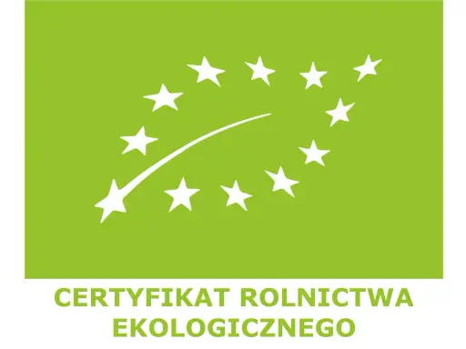 Zielony to kolor natury i ekologii. Logo z białymi gwiazdkami na zielonym tle symbolizuje certyfikat rolnictwa ekologicznego.